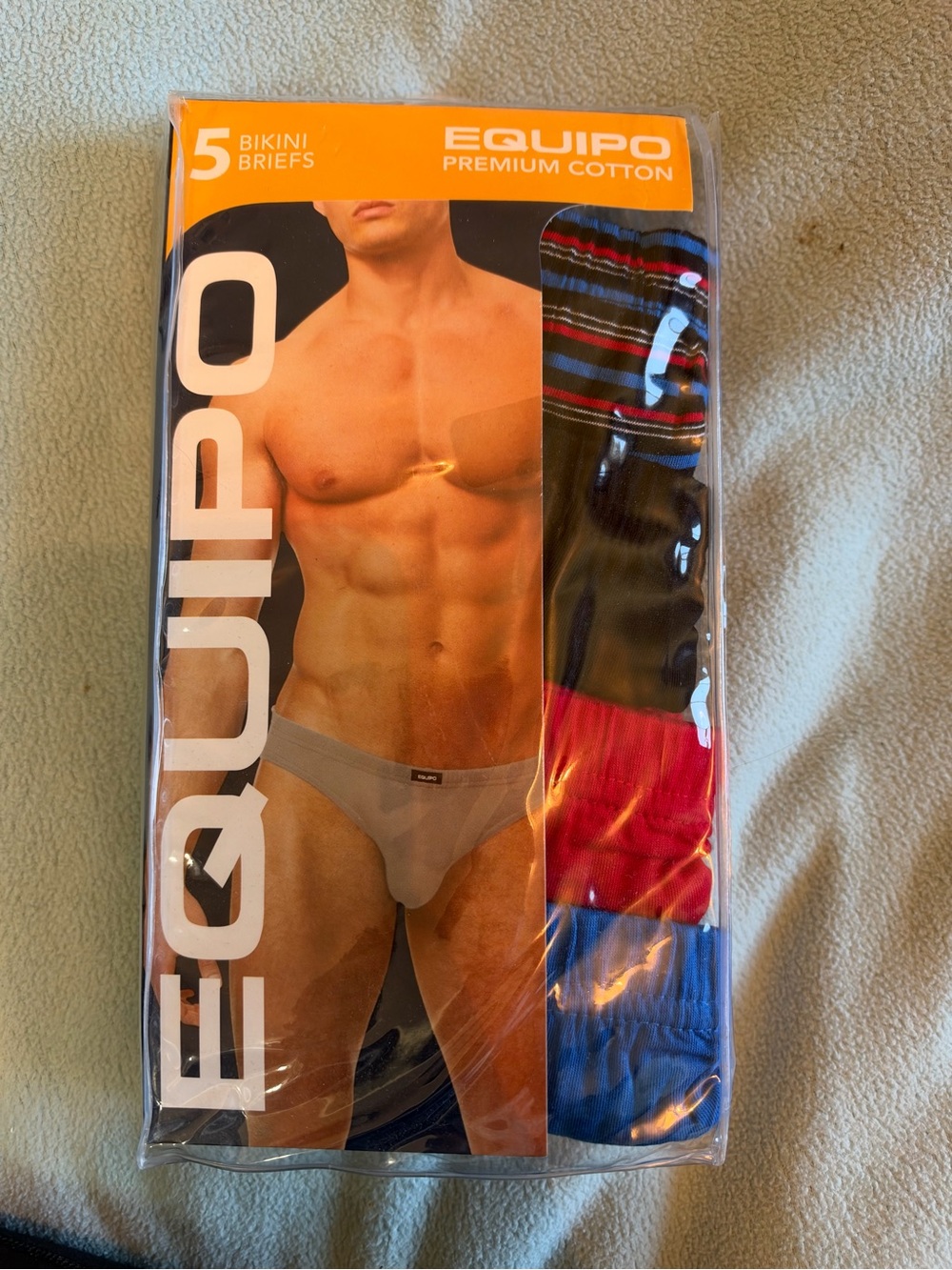Men's 5-Pack Bikini Briefs — Black, Red, Blue Stripes